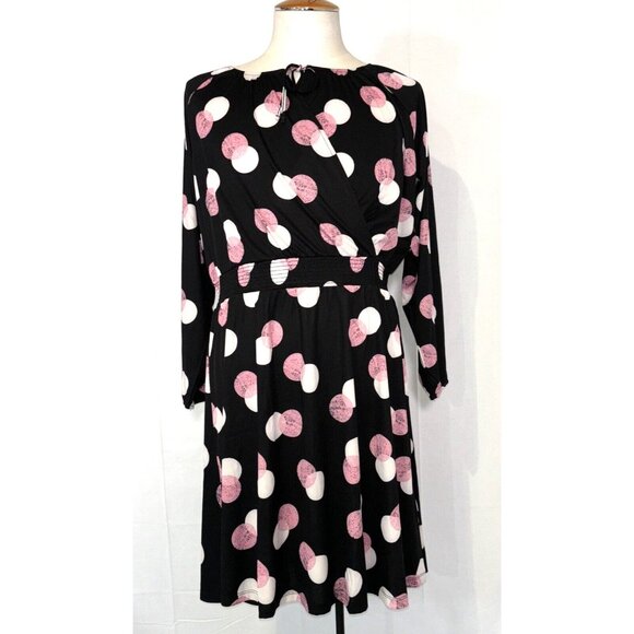 NWT LULAROE Jody Stretch Black Pink Polka Dot Summer Dress Pockets Sz XL - Picture 13 of 16